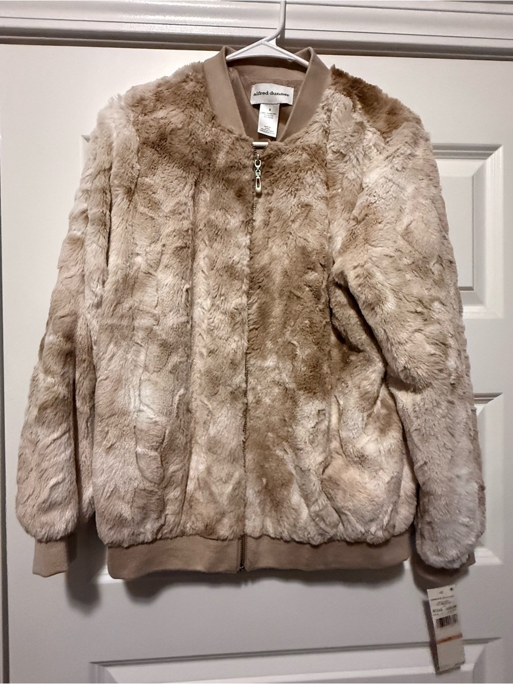 Alfred Dunner Women's Faux Fur Bomber Jacket - Beige - Size Small - NWT